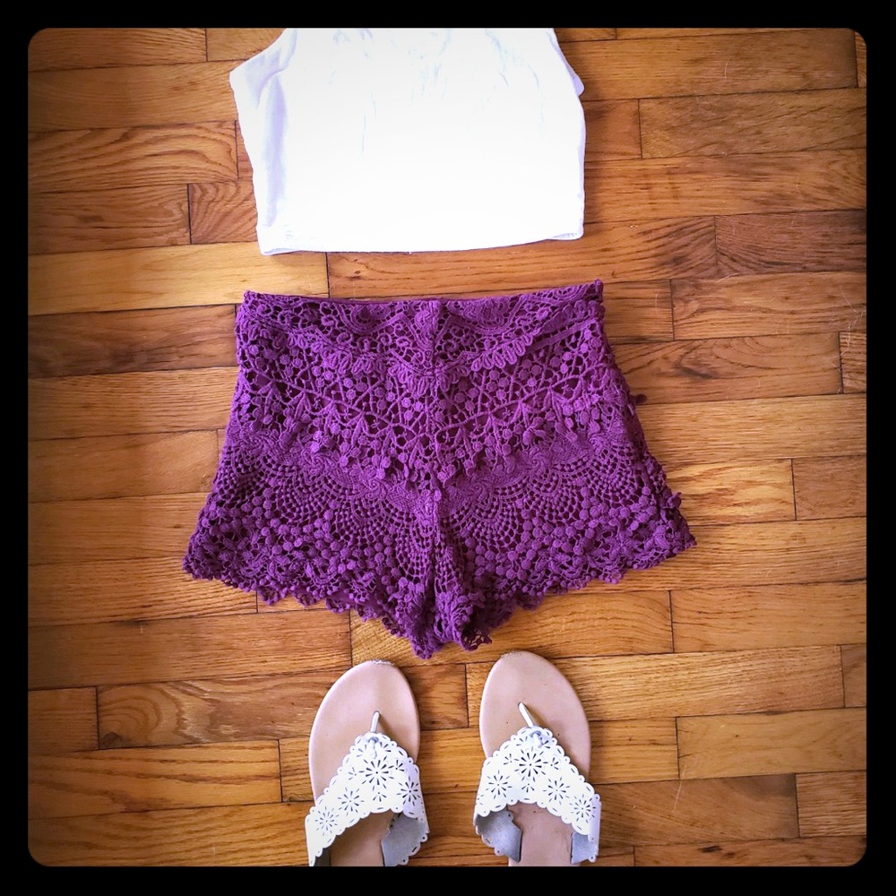 Purple lace shorts